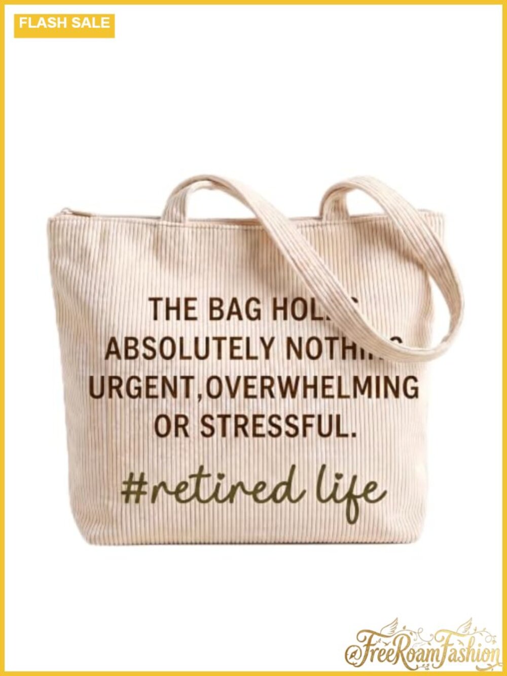Retirement Gift Corduroy Tote Bag with Zipper Shoulder Bag for Women